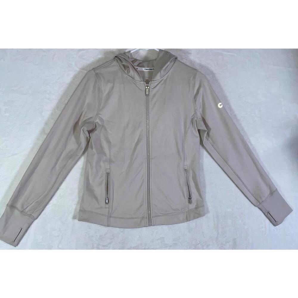 Calvin Klein Performance Stretch Jacket Womens Small Pink Zip Pockets Thumbholes